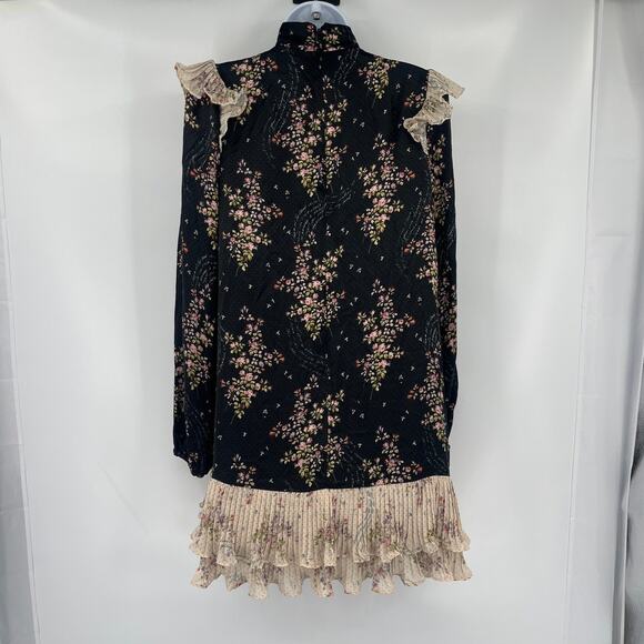 Amur Silk Devin Dress Sz 6 Whimsigoth Floral Romantic Cottage Ruffle Victorian - Picture 6 of 14